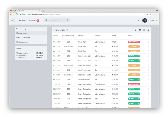 Wahlarzt-Finanzen Ordinationssoftware