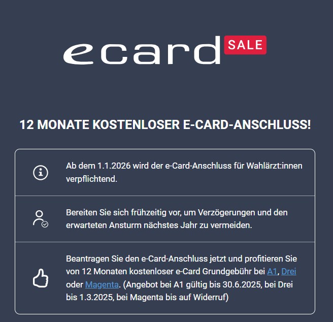 e-card-Verpflichtung für Wahlärzt:innen ab 2026